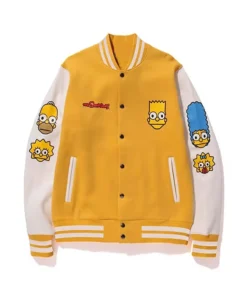 Front-Side-Of-The-Yellow-Bape-Simpsons-Baby-Milo-Varsity-Jacket