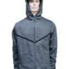 Front view of the black LFC Nike Mens 2324 Tech Fleece Hoody with logo from America Jackets.