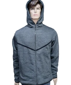 Front view of the black LFC Nike Mens 2324 Tech Fleece Hoody with logo from America Jackets.