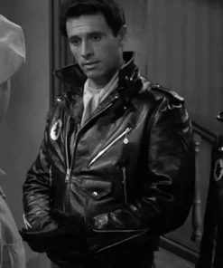 Narrator The Twilight Zone Motorcycle Black Leather Jacket