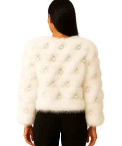 Snow Pearl Women’s White Fur Coat (Back)