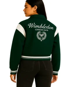 Wimbledon Green Baseball Jacket (Back)