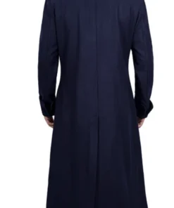 Aaron Men's Blue Double Breasted Long Wool Coat