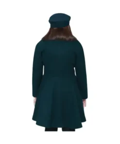 Ana Womens Forest Green Double Breasted Flare Wool Coat - Regular Fit