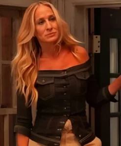 And Just Like That S3 Sarah Parker Off Shoulder Denim Jacket