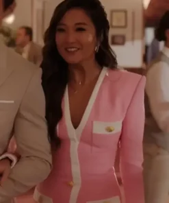 Ashley Park Emily in Paris S04 Pink Dress Coat Front look