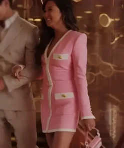 Ashley Park Emily in Paris S04 Pink Dress Coat Front look