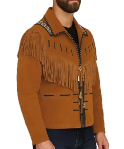 Bart Men’s Brown Native Fringe Cowboy Western Suede Jacket