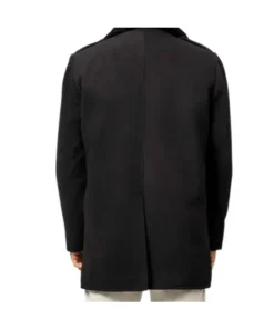 Brewer Mens Black Fur Collar Wool Coat