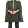 Chic Olive Green Wool Blend Women Cape Coat