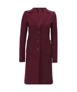 Connie Regular Fit Maroon Long Wool Coat - Overcoat for Women