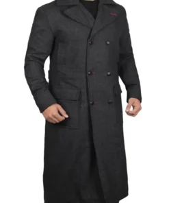 Detective Grey Long Wool Trench Coat Men