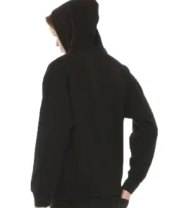 Disney Kingdom Hearts Organization XIII black hoodie featuring the XIII Order logo and Nobody emblem, worn by a male model.