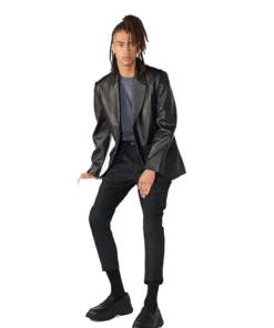 Dylan Two Button Genuine Leather Blazer