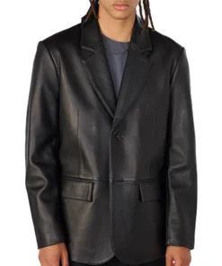 Dylan Two Button Genuine Leather Blazer