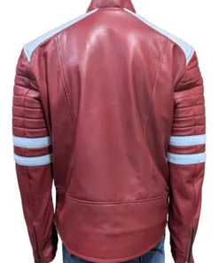 Back view of the Fight Club Tyler Durden leather jacket in red from America Jackets.