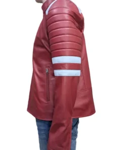 Side profile of the red Tyler Durden leather jacket at America Jackets.