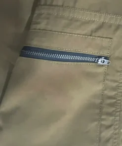 Detailed view of the front zipper closure on the Filson Upland Hunting Vest from America Jackets.