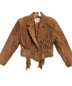 Front-Side-Of-The-Scully-womens-Brown-Fringes-Cropped-leather-jacket