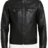 Isaac Men’s Black Classic Leather Trucker Racer Jacket
