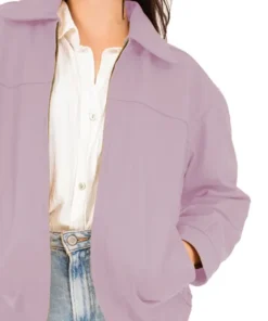 Jane Women’s Pastel Collar Oversized Bomber Leather Jacket