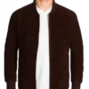 Kalel Men’s Dark Brown Stylish Suede Bomber Jacket