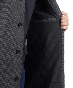 Lynwood Mens Charcoal Grey Shirt Collar Long Wool Coat