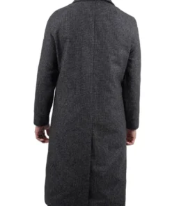 Lynwood Mens Charcoal Grey Shirt Collar Long Wool Coat