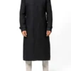 McGhee Mens Black Long Wool Overcoat