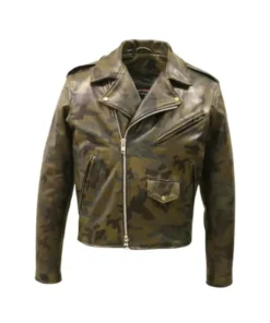 Men Modern Camouflage Leather Jacket