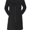 Men's Black Modern Fit Wool Hooded Coat with Zip Closure