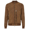 Mens Brown Suede Real Leather Bomber Jacket