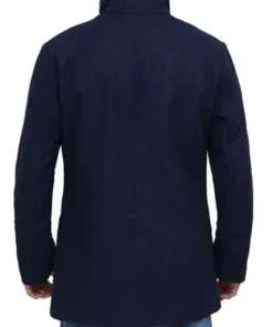 Mens Navy Blue Modern Fit Wool Coat