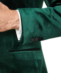 Mens Slim Fit Satin Peak Lapel Tuxedo Jacket Front look Sleeve