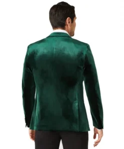 Mens Slim Fit Satin Peak Lapel Tuxedo Jacket Back look