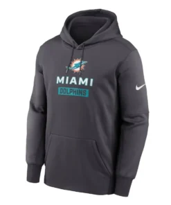 Miami Dolphins Nike Anthracite Toss Sweep Performance Hoodie