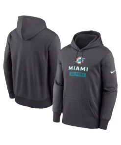 Miami Dolphins Nike Anthracite Toss Sweep Performance Hoodie