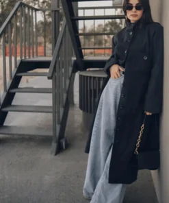 Michelle Charcoal Grey Long Wool Coat Women