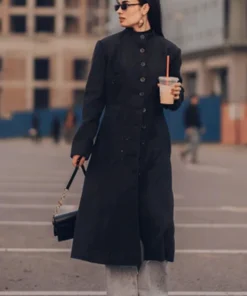 Michelle Charcoal Grey Long Wool Coat Women