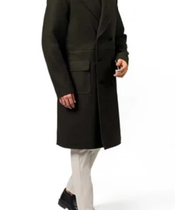 Modern Fit Double Breasted Military Green Trench Coat