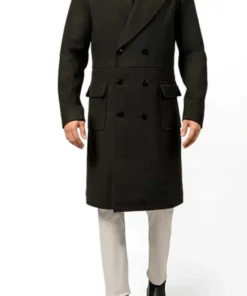 Modern Fit Double Breasted Military Green Trench Coat