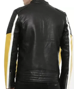 Motorcycle Color Block Leather Quilted Jacket