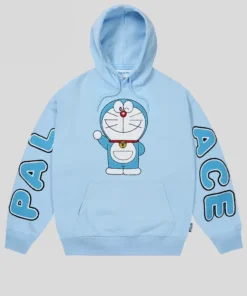 Palace x Doraemon Hoodie – Where Streetwear Meets Anime Icon Blue color Front look