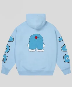Palace x Doraemon Hoodie – Where Streetwear Meets Anime Icon Blue color Back look