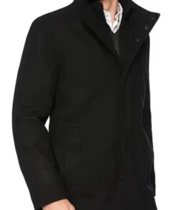 Rafferty Black Modern Fit Wool Coat for Men