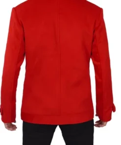Red Double Breasted Mens - Vibrant red wool peacoat
