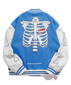 Skeleton Print Varsity Jacket