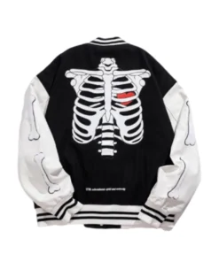 Skeleton Print Varsity Jacket