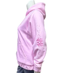 Side view of the Sleep Token Pink Hoodie in bright pink from America Jackets.