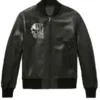Stay Wild and Free Black Leather Jacket Front look